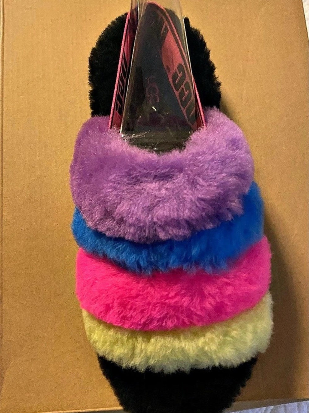 UGG Fluff Yeah Slide Multicolor Faux-Fur Slippers